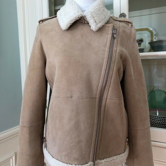 NWT Kate Spade Suede Shearling Jacket, Medium